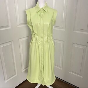 House Of Harlow 1960 Vegan Leather Sleeveles Dress S/M Green Super Soft New $249